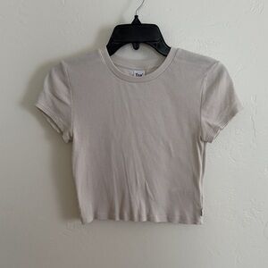 TNA Grey Ribbed Crop T-shirt